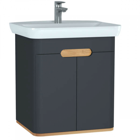 Mobilier de baie - Unitate de baza lavoar baie, 65cm, cu usi, fara legs, mat anthracite | 60805
