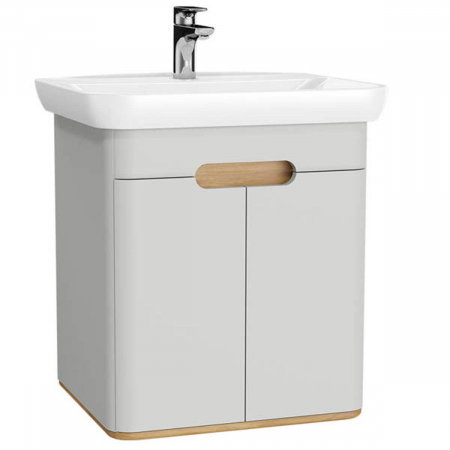 Mobilier de baie - Unitate de baza lavoar baie, 65cm, cu usi, fara legs, mat gri deschis | 65982