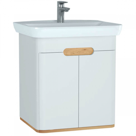 Mobilier de baie - Unitate de baza lavoar baie, 65cm, cu usi, fara legs, alb mat | 60781