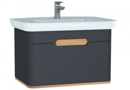 Mobilier de baie - Unitate de baza lavoar baie 80cm, cu 1 drawer, fara legs, mat anthracite | 60819