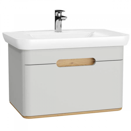 Mobilier de baie - Unitate de baza lavoar baie 80cm, cu 1 drawer, fara legs, mat gri deschis | 65986