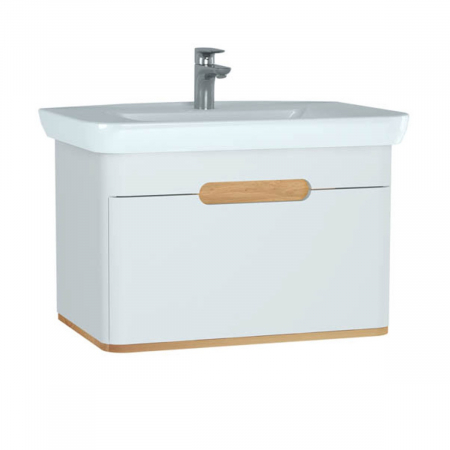 Mobilier de baie - Unitate de baza lavoar baie 80cm, cu 1 drawer, fara legs, alb mat | 60813