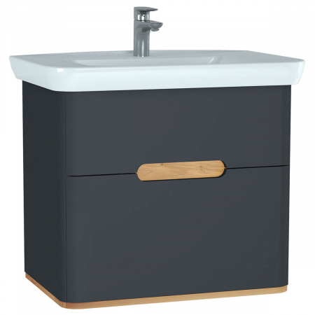 Mobilier de baie - Unitate de baza lavoar baie 80cm, cu 2 drawers, fara legs, mat anthracite | 60836