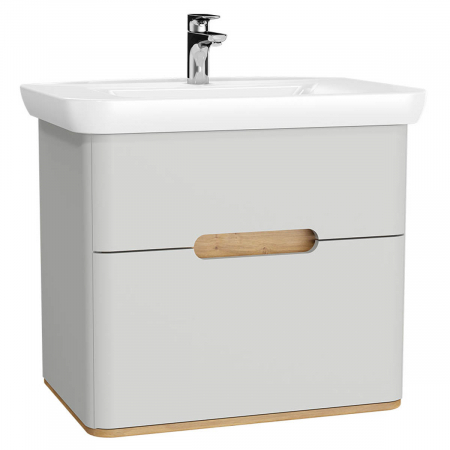 Mobilier de baie - Unitate de baza lavoar baie 80cm, cu 2 drawers, fara legs, mat gri deschis | 65989