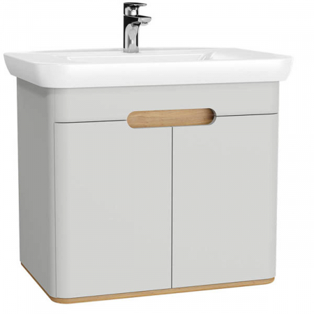 Mobilier de baie - Unitate de baza lavoar baie 80cm, cu usi, fara legs, mat gri deschis | 65983