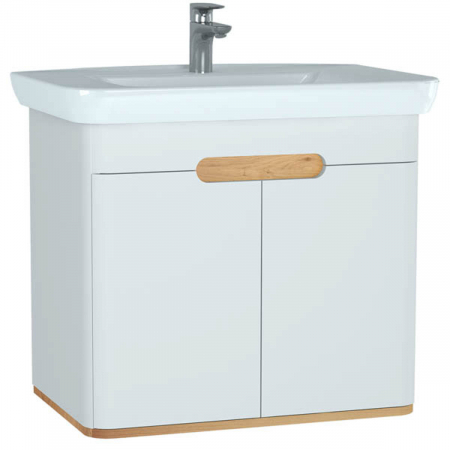 Mobilier de baie - Unitate de baza lavoar baie 80cm, cu usi, fara legs, alb mat | 60785