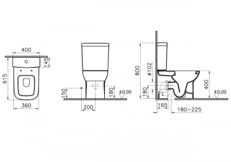 Vas WC compact lipit de perete, 62cm | 5512L003-0096 [1]