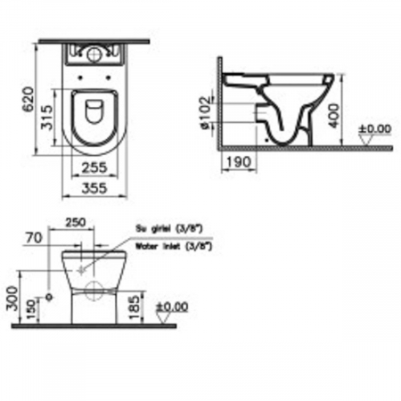 Vas WC lipit de perete, fara orificii laterale | 7132B003-0585 [1]