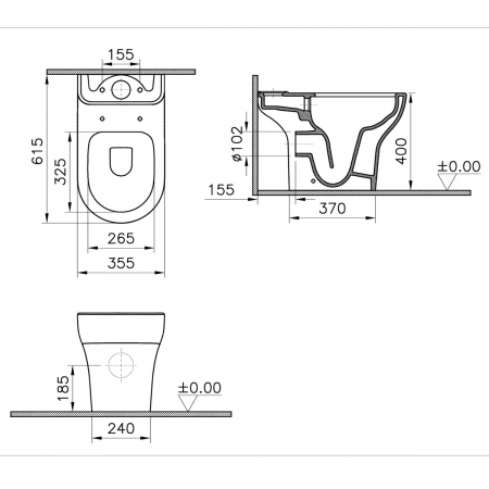 Vas WC rimless compact cu spatele deschis | 5789B003-0075 [1]