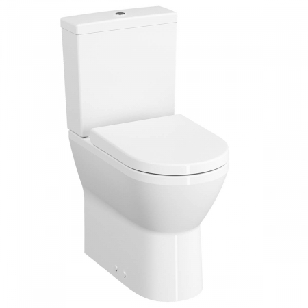 Vase WC clasice / monobloc - Vas WC rimless compact lipit de perete, 62cm, inalt, cu iesire universala, fixare dubla la podea | 7093B003-0399