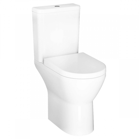 Vase WC clasice / monobloc - Vas WC rimless compact lipit de perete, 62cm, inalt, evacuare orizontala, fixare dubla la podea | 7094B003-0087