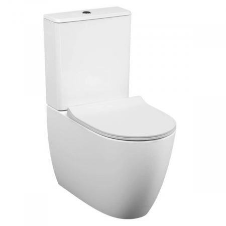 Vase WC clasice / monobloc - Vas WC rimless compact lipit de perete, 65cm, cu iesire universala, water connection from side, alb | 5987B003-0096