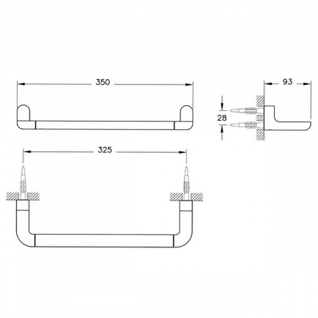 Suport 350mm pentru prosop baie crom | A44304 [1]