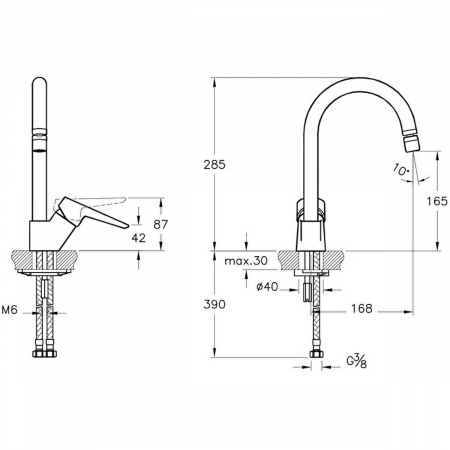 Baterie chiuveta bucatarie cu aerator pivotant | A42148EXP [1]