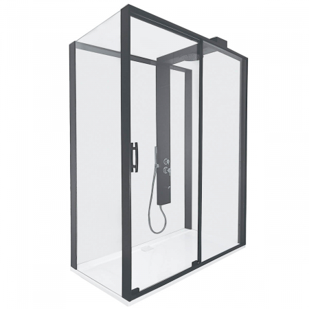Cabine de dus - Sliding, 160x90cm, u wall, dreapta, negru | 59890025000