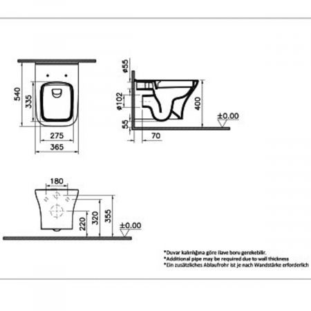 Vase de toaleta - Vas WC smoothflush suspendat cu fixare ascunsa 54cm | 7484L003-0075