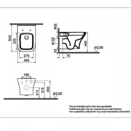 Vase de toaleta - Vas WC smoothflush suspendat cu fixare deschisa 54cm | 7485L003-0075