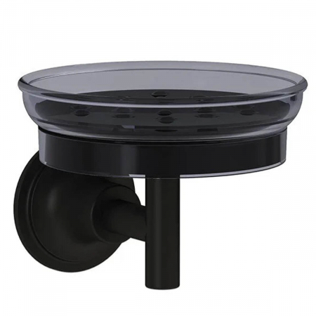 Accesorii - Sapuniera / suport sapun cu farfurie, suspendata / montaj pe perete, negru mat | A4452036