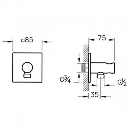 Suit Cot de iesire dus incastrata, cupru | A4283229 [1]