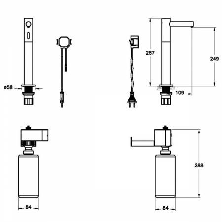 Dozator de sapun Touch Free, pe blat cu baterii lung | A4476134 [1]