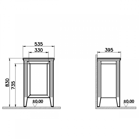 Mid unit, 55cm, mat grey, stanga | 62247 [1]