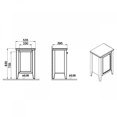 Mid unit, 55cm, cu marble counter, steel albastru, stanga | 65798 [1]