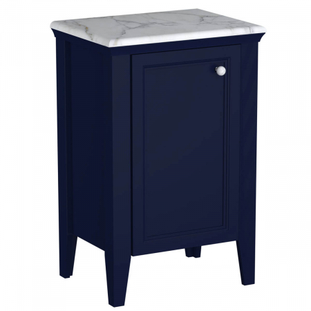 Mobilier de baie - Mid unit, 55cm, cu marble counter, steel albastru, stanga | 65798