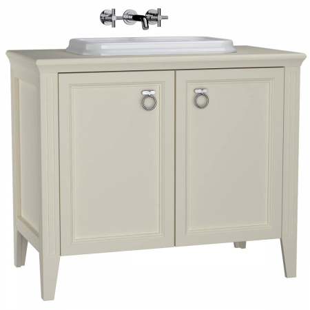 Mobilier de baie - Unitate de baza lavoar baie 100cm, cu usi, cu pe blat lavoar / chiuveta baie mat ivory | 62173