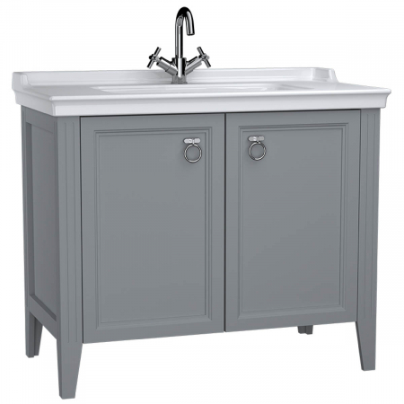 Mobilier de baie - Unitate de baza lavoar baie 100cm, cu usi, cu chiuveta vanity cu orificiu baterie, mat grey | 62157