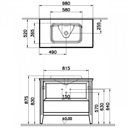 Unitate de baza lavoar baie 100cm, cu drawer, cu pe blat lavoar / chiuveta baie mat grey | 62199 [1]