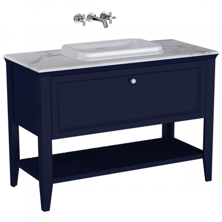 Mobilier de baie - Unitate de baza lavoar baie 120 cm, cu 1 drawer, cu pe blat lavoar / chiuveta baie cu marble counter, steel albastru | 65783