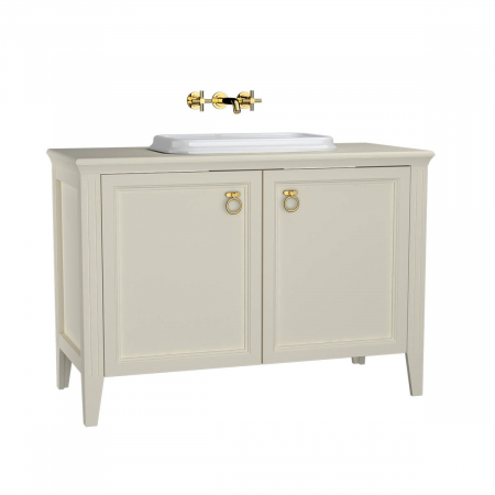 Mobilier de baie - Unitate de baza lavoar baie 120 cm, cu usi, cu pe blat lavoar / chiuveta baie mat ivory | 62176