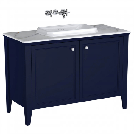 Mobilier de baie - Unitate de baza lavoar baie 120 cm, cu usi, cu pe blat lavoar / chiuveta baie cu marble counter steel albastru | 65774