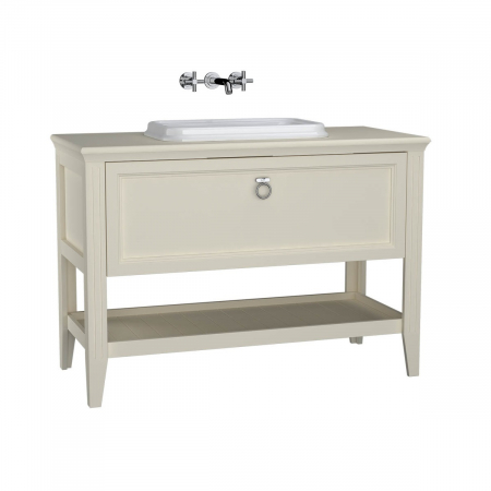 Mobilier de baie - Unitate de baza lavoar baie 120 cm, cu drawer, cu pe blat lavoar / chiuveta baie mat ivory | 62203