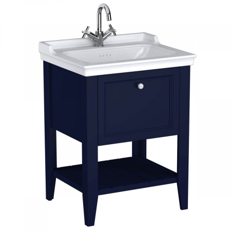 Mobilier de baie - Unitate de baza lavoar baie, 65cm, cu 1 drawer, cu vanity lavoar / chiuveta baie cu orificiu baterie, steel albastru | 65775
