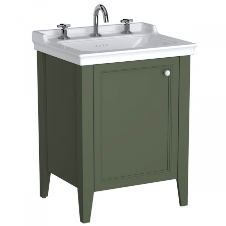 Mobilier de baie - Unitate de baza lavoar baie, 65cm, cu usi, cu vanity lavoar / chiuveta baie 3 orificii pentru robinet, retro green, stanga | 65834