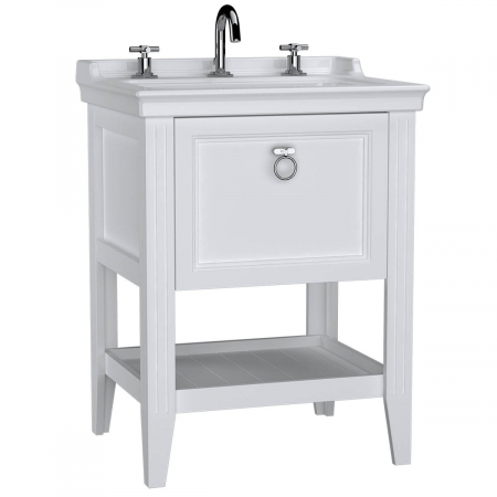 Mobilier de baie - Unitate de baza lavoar baie, 65cm, cu drawer, cu vanity lavoar / chiuveta baie 3 orificii pentru robinet, alb mat | 62186