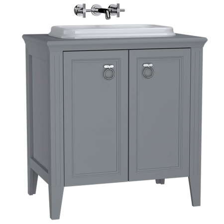 Mobilier de baie - Unitate de baza lavoar baie 80cm, cu usi, cu pe blat lavoar / chiuveta baie mat grey | 62169