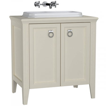 Mobilier de baie - Unitate de baza lavoar baie 80cm, cu usi, cu pe blat lavoar / chiuveta baie mat ivory | 62170