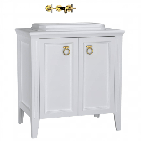 Mobilier de baie - Unitate de baza lavoar baie 80cm, cu usi cu pe blat lavoar / chiuveta baie alb mat | 62168