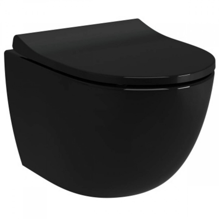 Vase de toaleta - Vas WC compact suspendat rimless negru, 50cm | 7747B070-0075