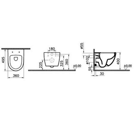 Vas WC compact suspendat rimless taupe mat 50cm | 7747B020-0075 [1]