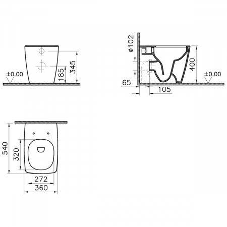Vas WC rimless stativ lipit de perete 54cm, alb | 7670B003-0075 [1]