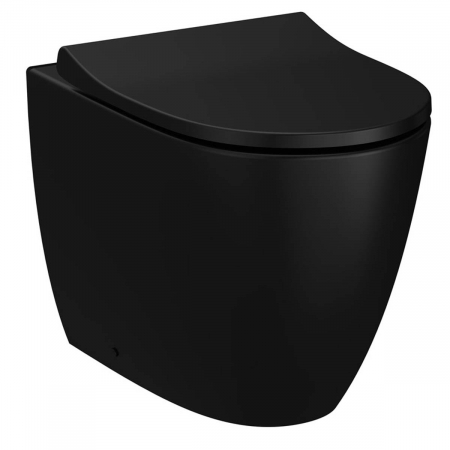 Vase de toaleta - Vas WC rimless stativ lipit de perete 54cm, evacuare orizontala, negru mat | 7985B083-0075
