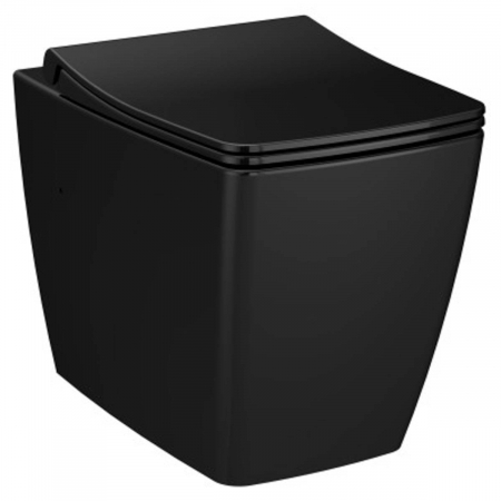 Vase de toaleta - Vas WC rimless stativ lipit de perete 54cm, negru | 7670B070-0075