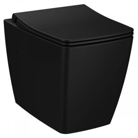 Vase de toaleta - Vas WC rimless stativ lipit de perete 54cm, negru mat | 7670B083-0075