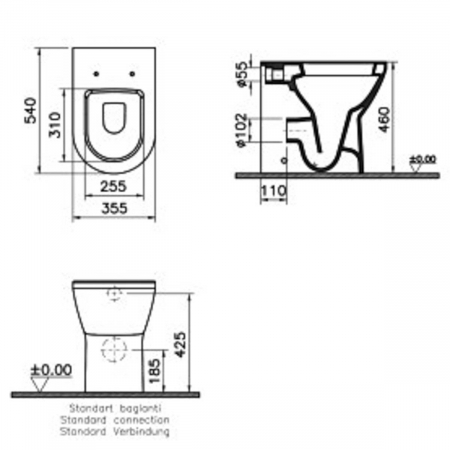 Vas WC stativ lipit de perete, inalt 54cm | 7134B003-0075 [1]