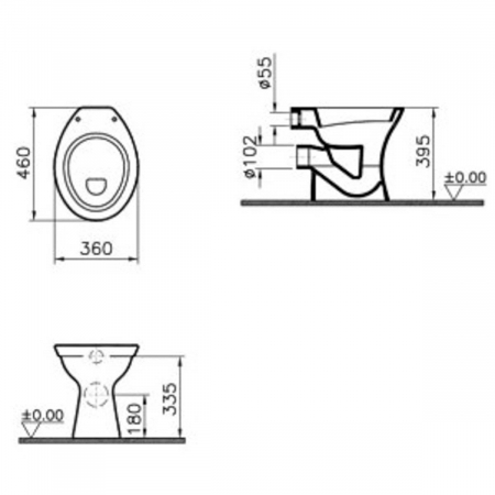 Vas WC stativ spatele deschis, 46cm evacuare orizontala wash out | 6888L003-0075 [1]