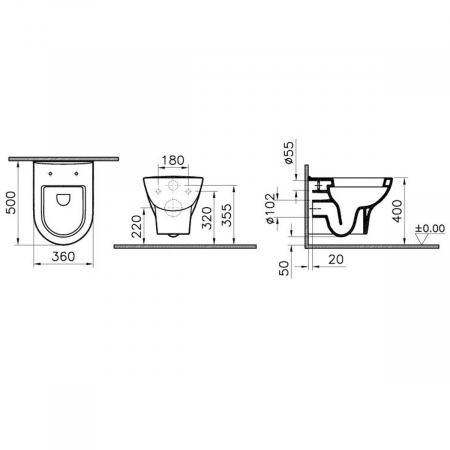 Vas WC suspendat 50cm | 5785L003-0075 [1]