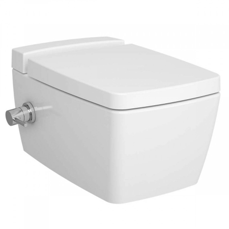 Vase de toaleta - Vas WC suspendat cu functie bideu, cu robinet incastrat apa calda / rece pe stanga, cu rezervor VitrA fresh cleaner | 5676B003-7212